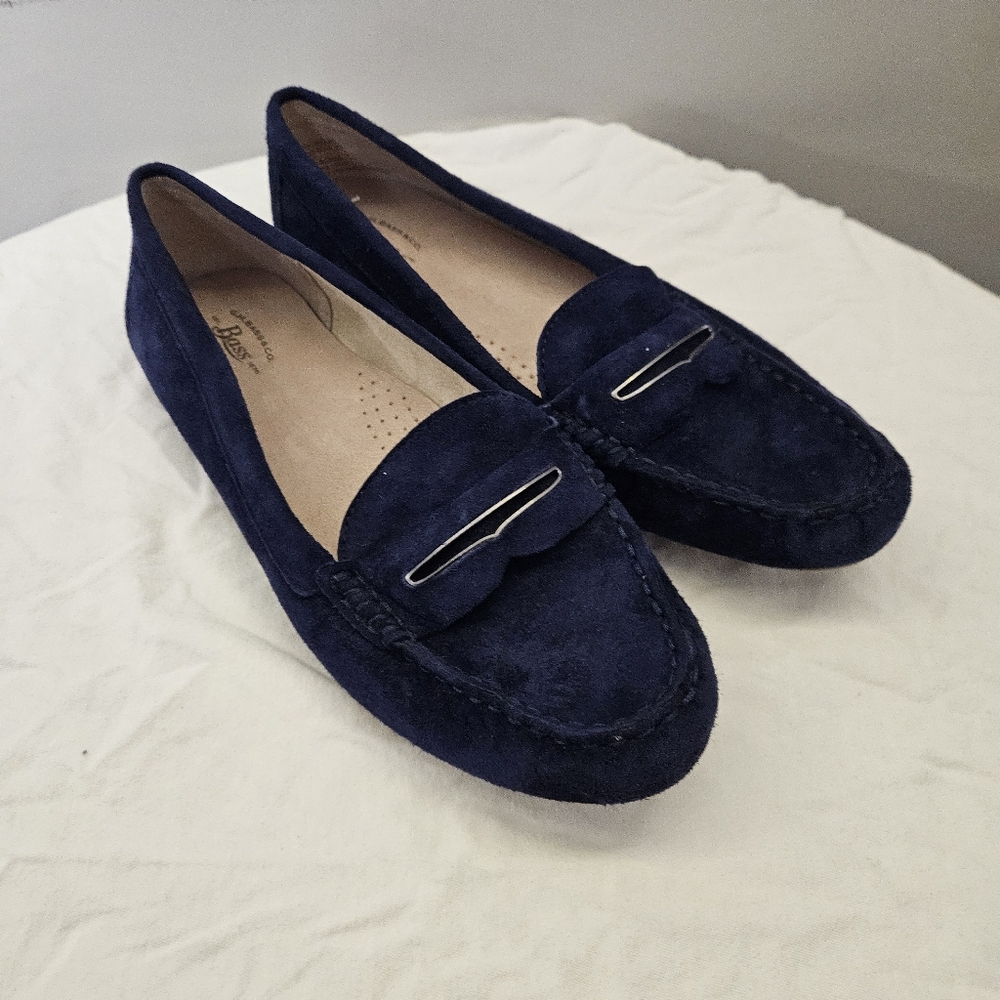 G.H.Bass & Co Navy Suede Moccasins Women Size 9 - Picture 1 of 14